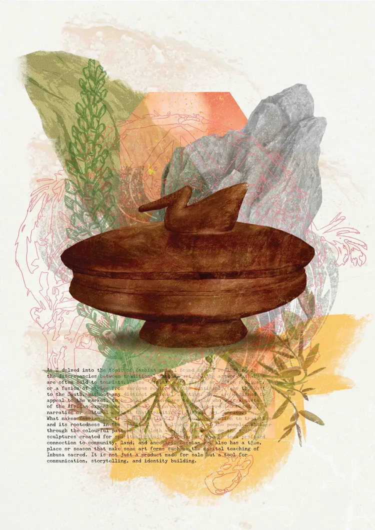 Hand-carved wooden bowl of the Lozi. (Illustration by Tsungai Kaunda).