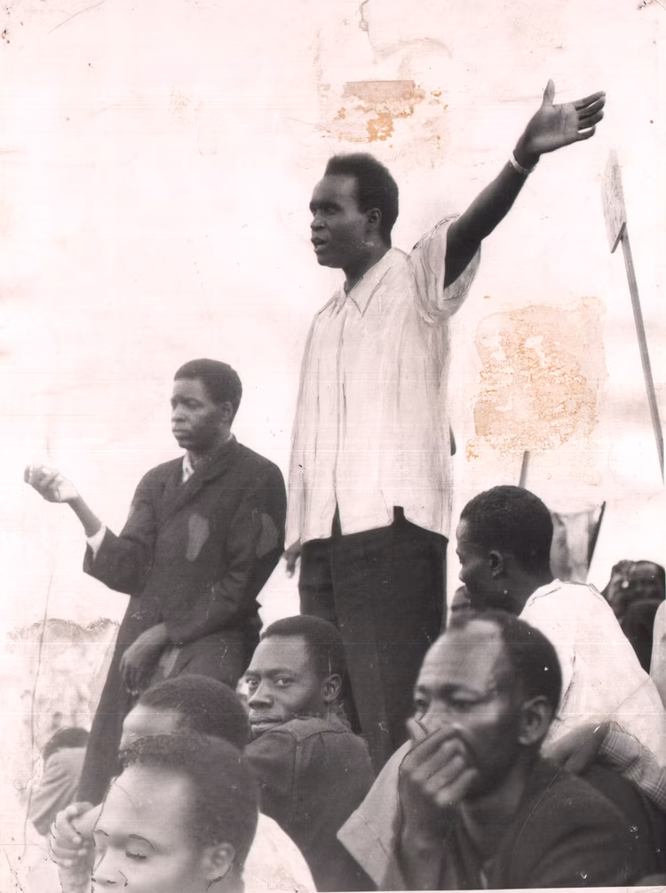 Zambia's first president, Kenneth Kaunda addressing Zambians during the time of colonial rule. (Image courtesy of ZANIS).