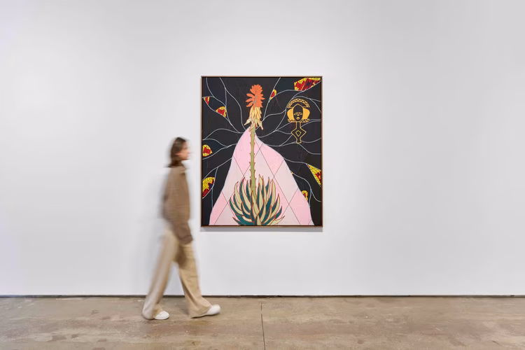 The exhibition featured the works of eight different artists, most of whom hailed from South Africa, including veteran artist and anti-apartheid activist Lefifi Tladi. (Image courtesy of Goodman Gallery).