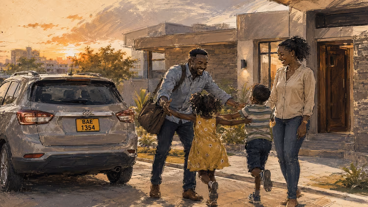 Road safety is ultimately about arriving home safely; responsible driving protects not only the driver but also the families waiting for them. (Image is artists impression).