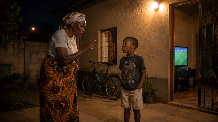 A child whistles at night, and an elder immediately rebukes them. (Image is artists impression).