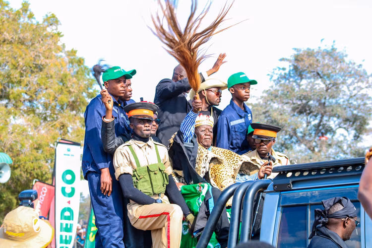 The Chief makes an offering of grains, beers, and livestock to their ancestral spirits. The acts are performed in sacred spaces, embodying a dialogue between generations, appeasing the ancestors to secure blessings. (Image courtesy of Ohau Media Zambia).