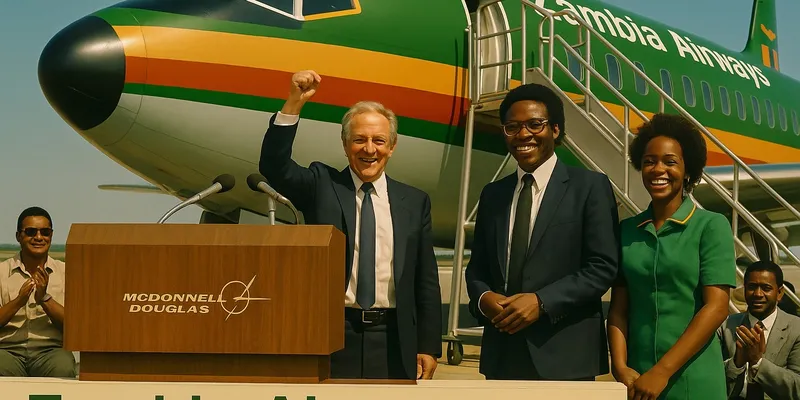 Delivery of the first wide body aircraft to Zambia Airways. (Image is Artists Impression).