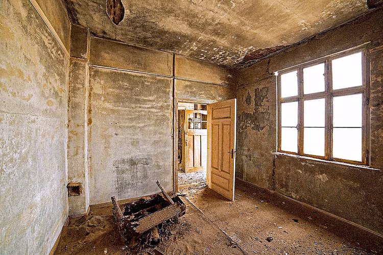Adverts for extreme sports and tours to the ghost town of Kolmanskop line up the walls. (Image courtesy of Namibia Tourism Board).