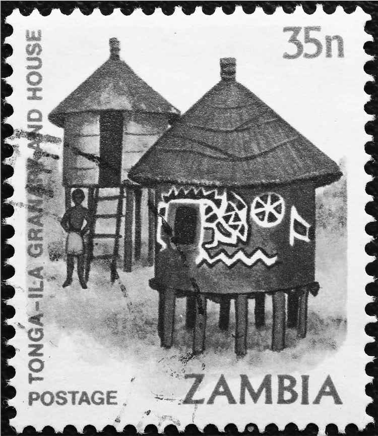 Postage stamp - Tonga-Ila granary and house.