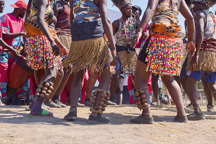 The Chota cha Chokwe Cultural Troupe showcases their dancing skills. (Image by Nkwazi/Justine Kunda).