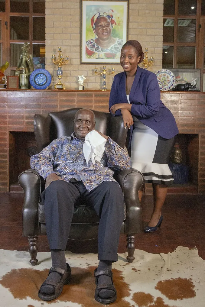 Moono Chungu with former Zambian president, the late Dr Kenneth Kaunda.