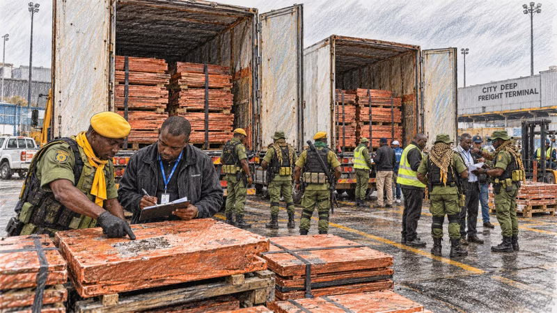 Cargo inspection and scanning equipment at a border post can help authorities examine freight and verify shipments moving across international trade routes. (Image is artists impression).