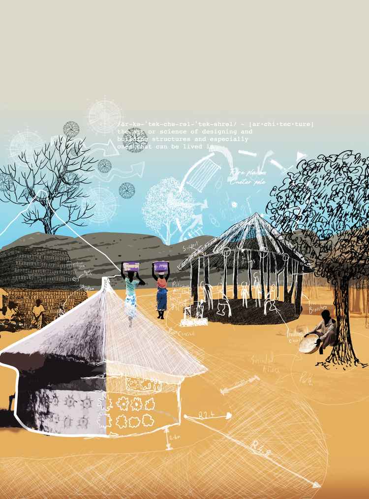 Zambian vernacular architecture reflects the environment, cultural beliefs, and social hierarchy, with features denoting status and roles. (Illustration by Nkwazi/Chiza Gondwe).