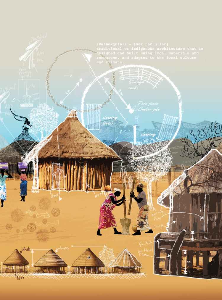 Vernacular architecture, once seen as primitive, is now valued for sustainability, especially in eco-tourism and modern design. (Illustration by Nkwazi/Chiza Gondwe).