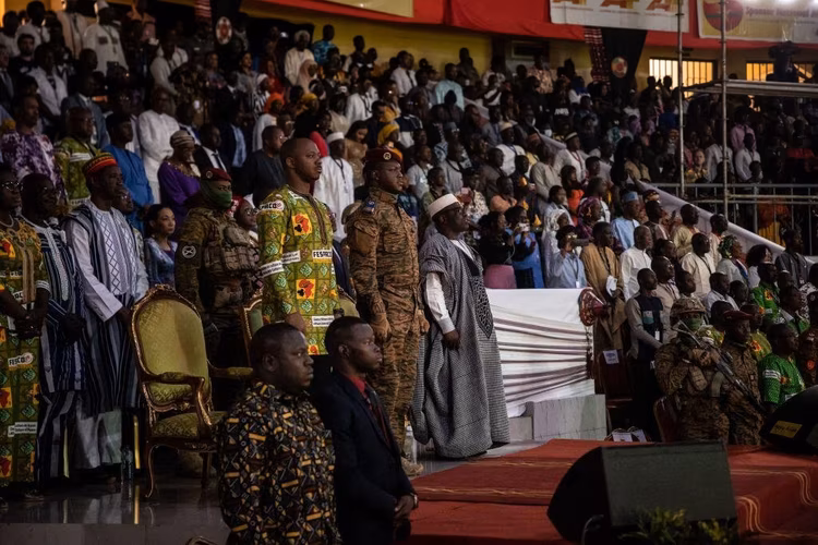 Ibrahim Traore presides over the closing ceremony of the 28th Pan-African Film Festival in Ouagadougou. (Image by Olympia de Maismont/AFP via Getty Images).