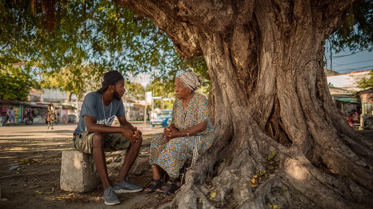 Conversations naturally include cautious questions about life prospects and a free flow of advice, gossip, and stories that reinforce a sense of communal identity. (Image is artists impression).