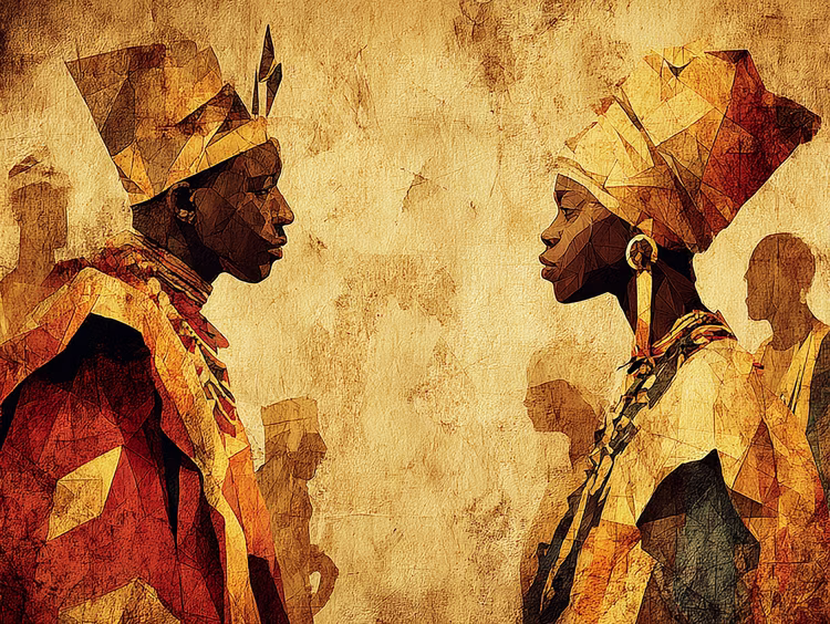 She later fell in love and married Chibinda Ilunga, a nobleman and hunter from the Luba kingdom, functioning as a political alliance between two powerful societies. (Image is artists impression).