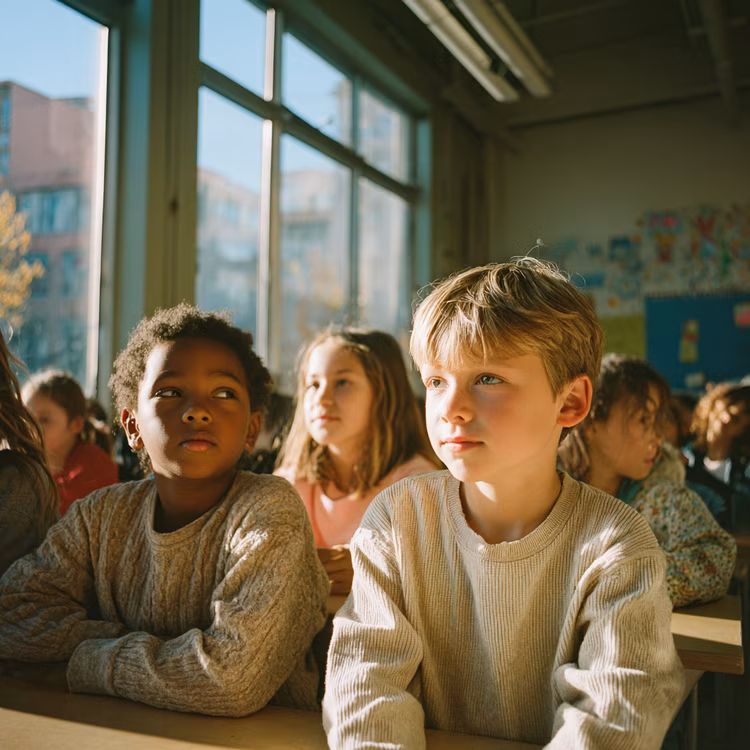 Their classrooms bring together students from different nationalities and backgrounds. Their friendships cross cultural lines with ease. (Image is artists impression).