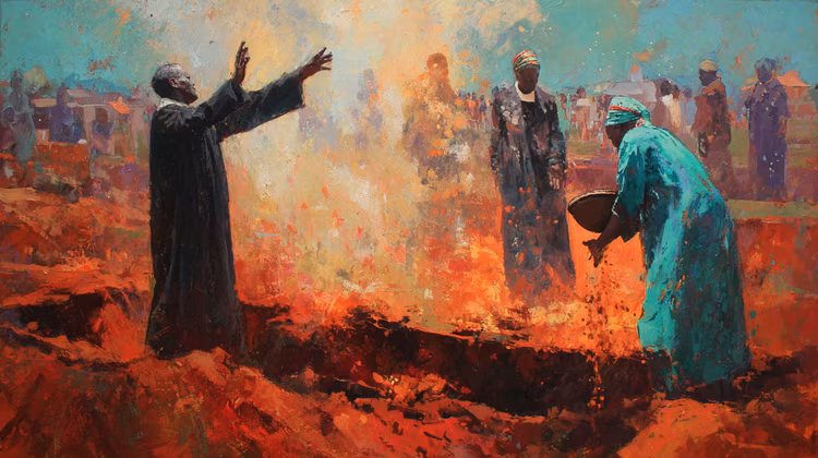 Christianity governs salvation and moral teaching. Indigenous spirituality sustains continuity, identity and social balance. (Image is artists impression).